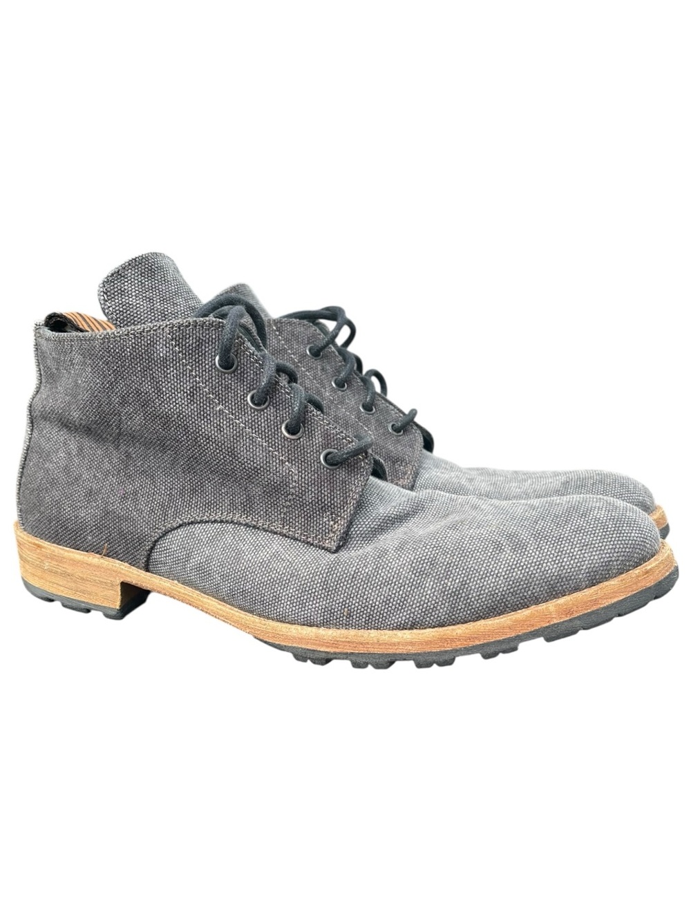 BILLY REID Short Anderson Men's Grey Canvas Ankle Boots Size 11 VIBRAM Sole EUC